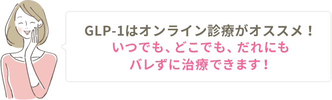 GLP-1はオンライン診療が絶対オススメ！いつでも、どこでも、だれにもバレずに治療できます！